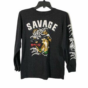 2/$30 T Shirt Boys L Tee Pullover Savage Tiger Long Sleeves Hustle Avenue